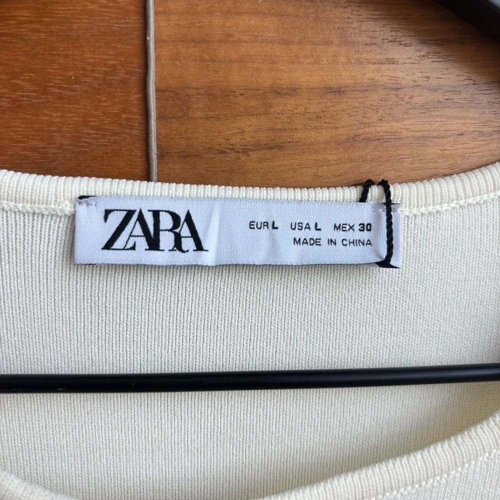 NWT ZARA KNIT MINI DRESS WITH CONTRASTING BOWS, SIZE L - Picture 10 of 14